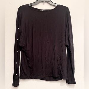 TAHARI Long Sleeve Top black pearl details size medium